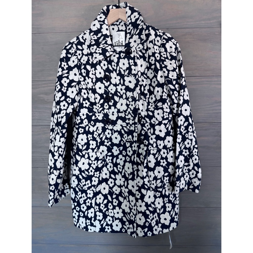 Tibi African Violet PeaCoat Size 4 Floral Buttons